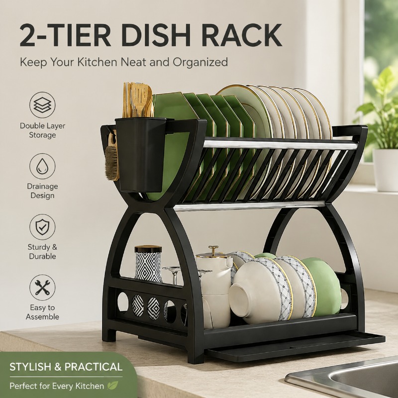 Server Rack Shelf - Scolapiatti a 2 livelli da cucina,