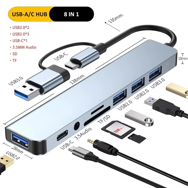 Multi Port Usb Hub - Hub USB Type-C 8 in 1,