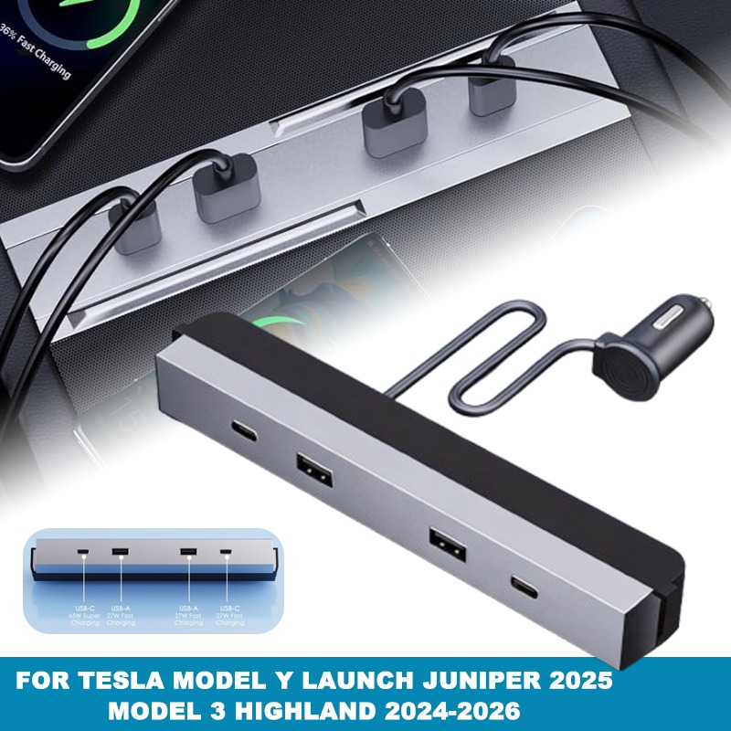 Multi Port Usb Hub - Adattatore per Console Centrale Auto Multi-Porta